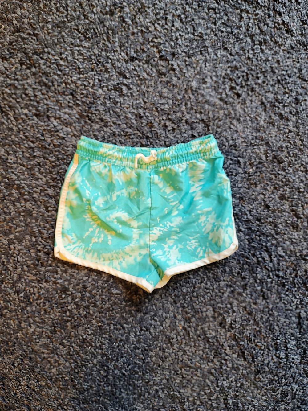 Kids Aqua Tie-Dye Athletic Shorts with White Trim